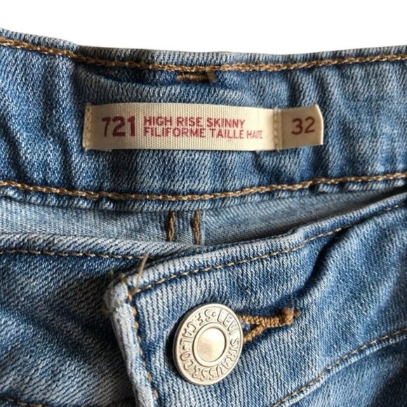 Levi’s 721 High Rise Skinny Jeans Azure Glow Light Wash Size 32 - Picture 13 of 16
